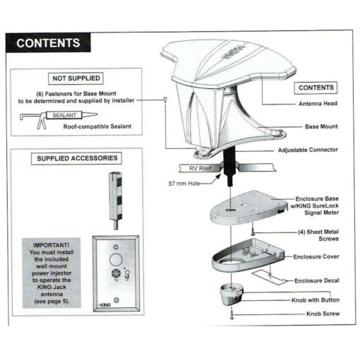KING Jack Roof Mounted Antenna DTV White