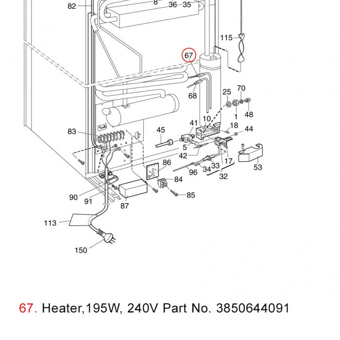 240V Element 175W/195W - Suit Dometic RM2453 / RM2553 / RM2355 / (some) RM2350 Fridges