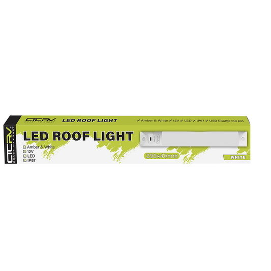 COAST RV 290mm White LED Roof Light - IP67 Dual Light Function & Charger