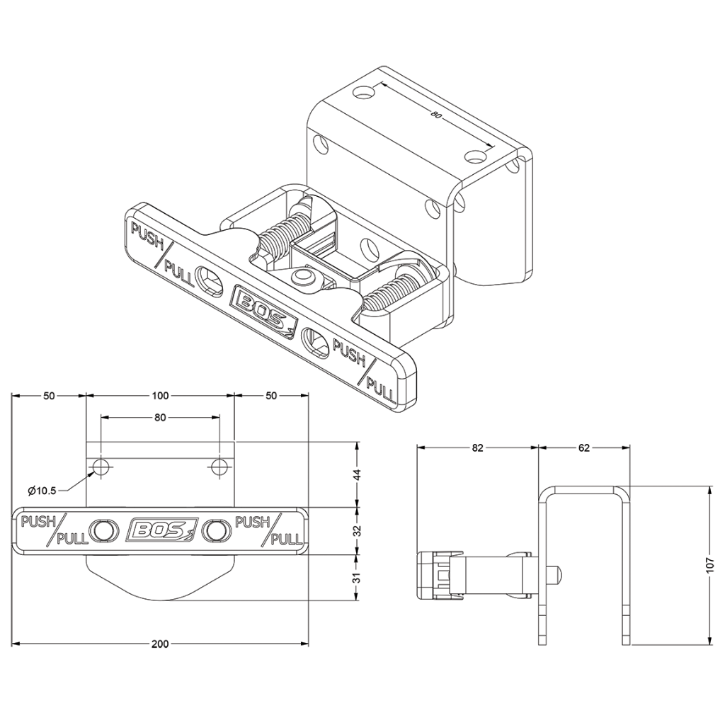 BOS 500mm LEVELLING LEGS (160mm TRAVEL) - SET OF 2 - 440-051