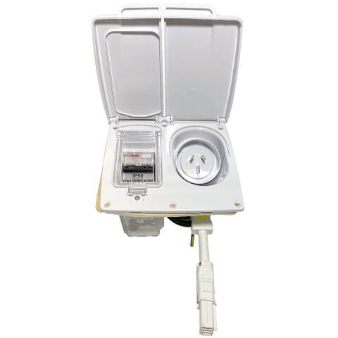 15A AC Power External Inlet & 16A RCD IP44 - White