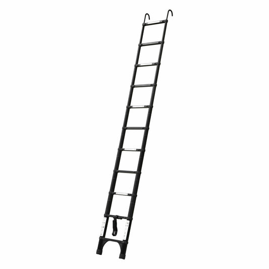 Black 3.2m Portable Telescopic Ladder With Hooks Carry Bag
