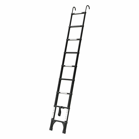 Black 2.6m Portable Telescopic Ladder With Hooks Carry Bag