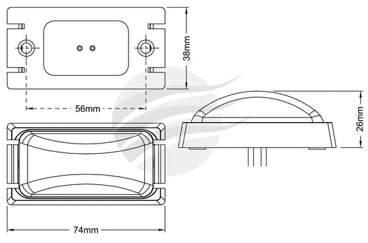 HULK LED FRONT END OUTLINE MARKER LAMP WHITE 12/24V, BLACK BASE
