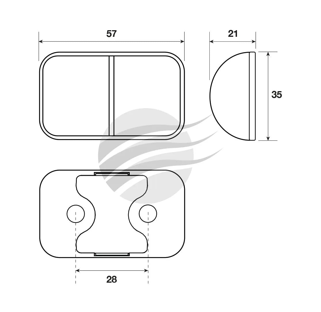 LED FRONT END OUTLNE MARKR LMP 10-30V 2 LED's BLCK HSNG CLEAR