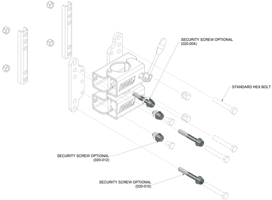BOS 60mm Twin Clamp & Bolt W/swivel Handle - 010-094