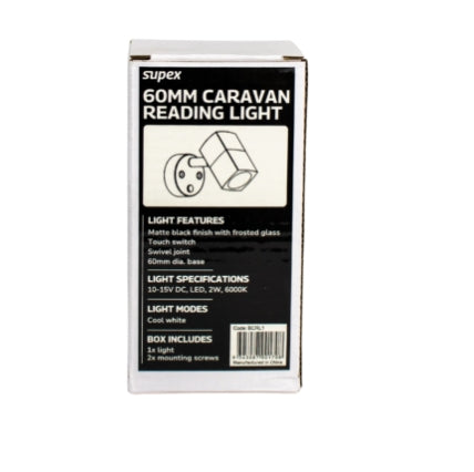 60MM Black Caravan Reading Light - Touch Switch