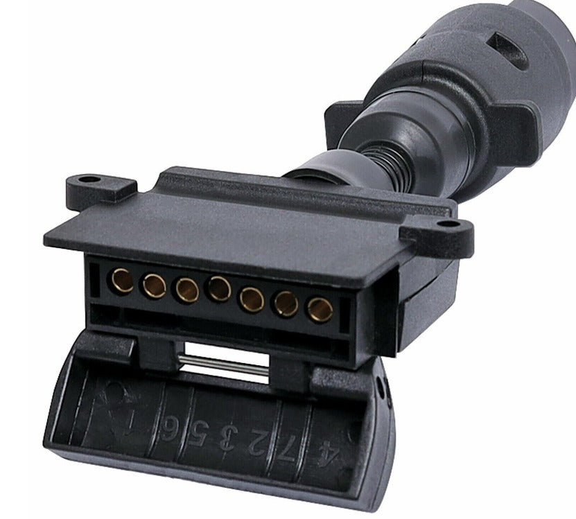 7 PIN FLAT SOCKET TO 7 PIN ROUND SOCKET TRAILER ADAPTOR CONNECTOR PLUG