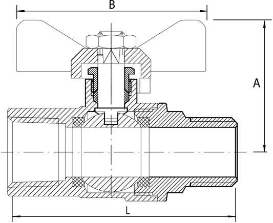 Bromic Ball Valve Gas Brass FxF RC 1/2 Butterfly