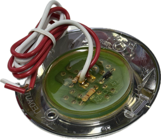 LED Interior Trailer Dome Light w/ Chrome Bezel - 4 Diodes - Round - Clear Lens