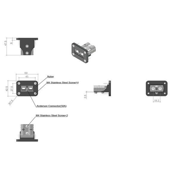 HULK SINGLE FLUSH MOUNT HOUSING 50amp ANDERSON STYLE PLUG