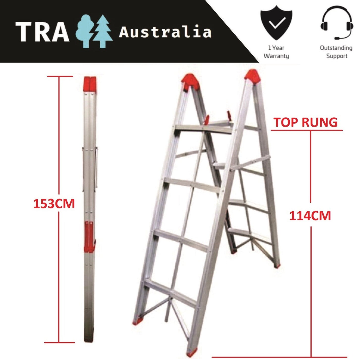 4 step aluminium collapsible box stick ladder