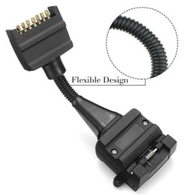 Trailer Adaptor Plug - 7 Pin Male Plug to 12 Pin Female Flat