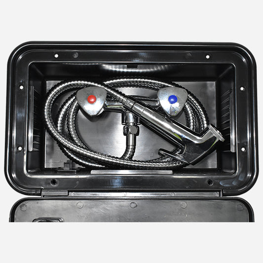 External Shower Box Water Marked Black