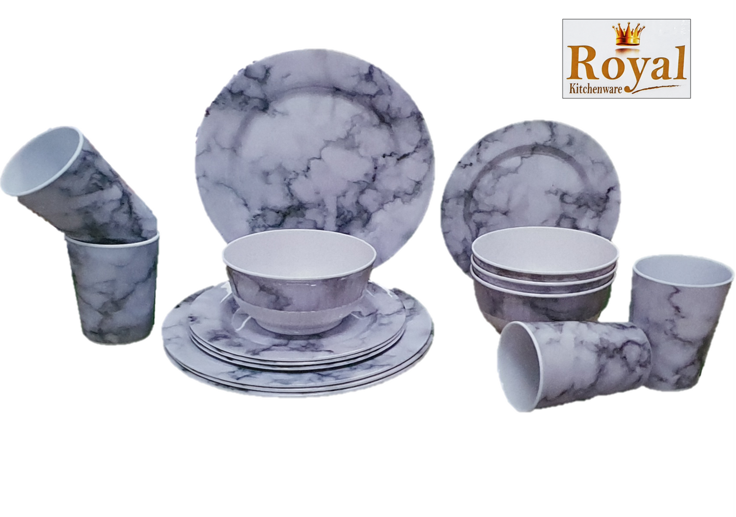 ROYAL 16 PIECE MELAMINE SET - MARBLE