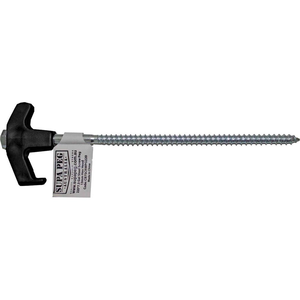 4 x Galv Steel Screw Peg 7.3 x 220mm includes 13mm socket