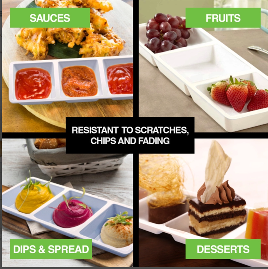 Melamine Tray Rectangle 3 Section 33.5cm x 15.5cm