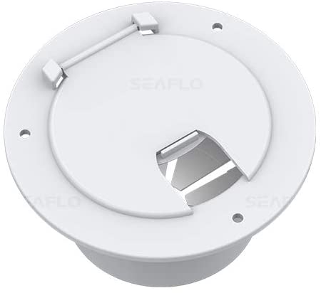 SEA FLO Round Electric Cable Hatch for 30 and 50 Amp Cords (White)