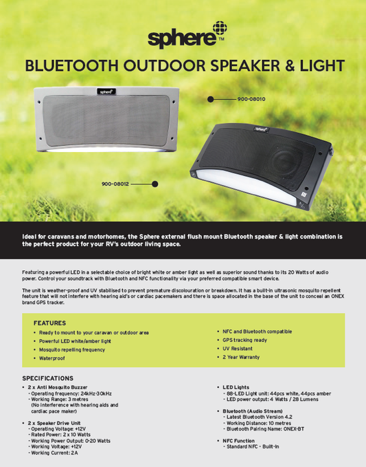 Sphere Bluetooth Outdoor Speaker & Light - Black