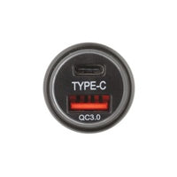 Dual USB In Car Socket Charger - USB Type C & QC3.0