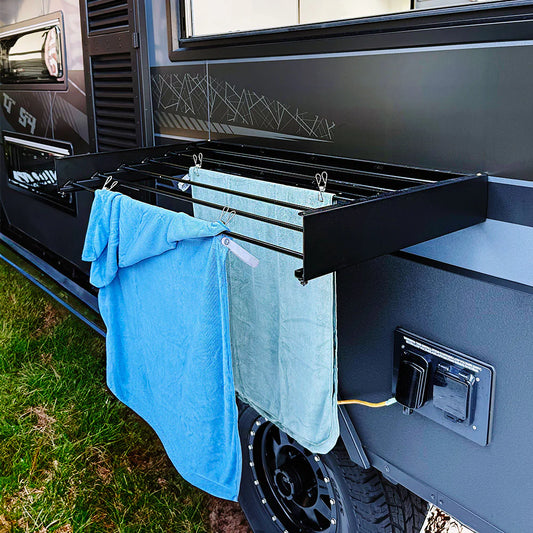 On The Road RV Wall Mounted Clothes Airer – Black
