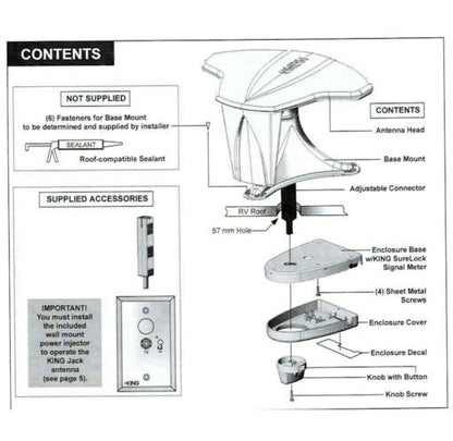 KING Jack Roof Mounted Antenna DTV White