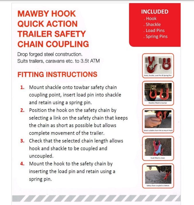 Mawby Hook AS4177 3.5T 13mm ATM Rated Towing Hook - Two Pack