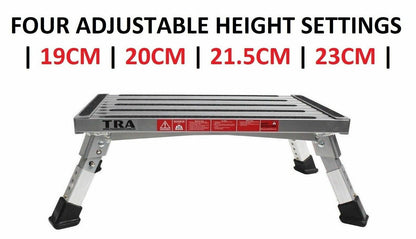 BLACK Single Folding Portable Caravan Step With Adjustable Legs