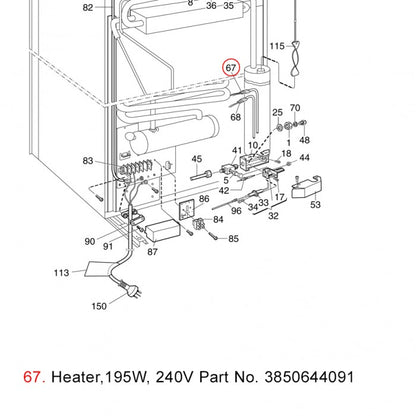 240V Element 175W/195W - Suit Dometic RM2453 / RM2553 / RM2355 / (some) RM2350 Fridges