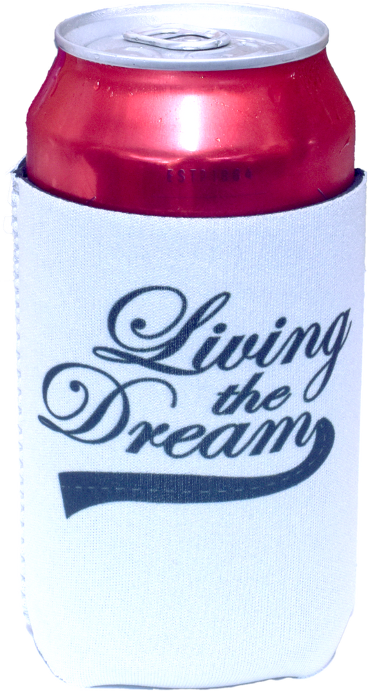 White Stubby Holder- Living The Dream