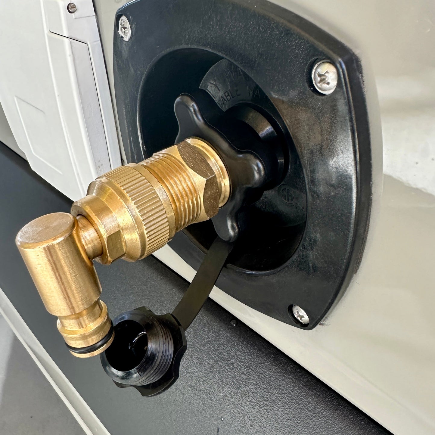 Flat Out US Thread Adaptor Brass Swivel Elbow | for 3/4 GHT/NPT RV Water Inlet