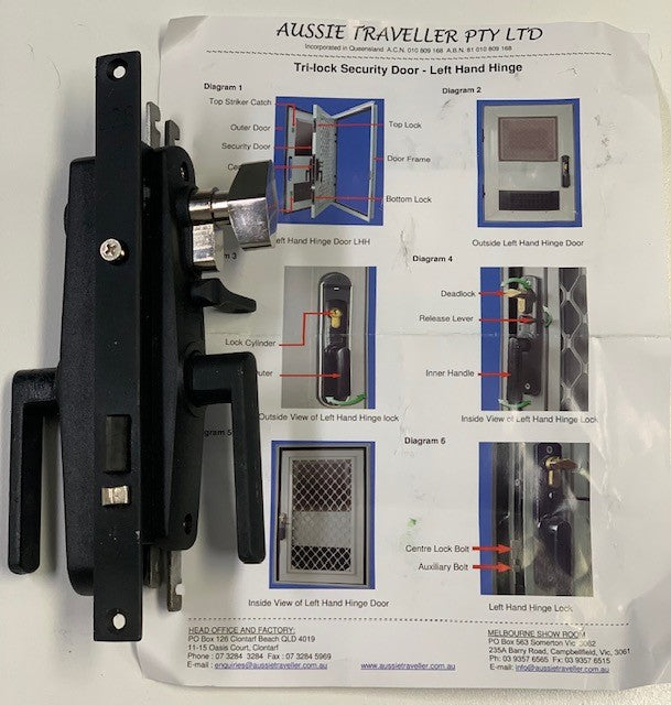 ATRV Tri-Lock Security Door Lock - with centre lock body and barrel ...