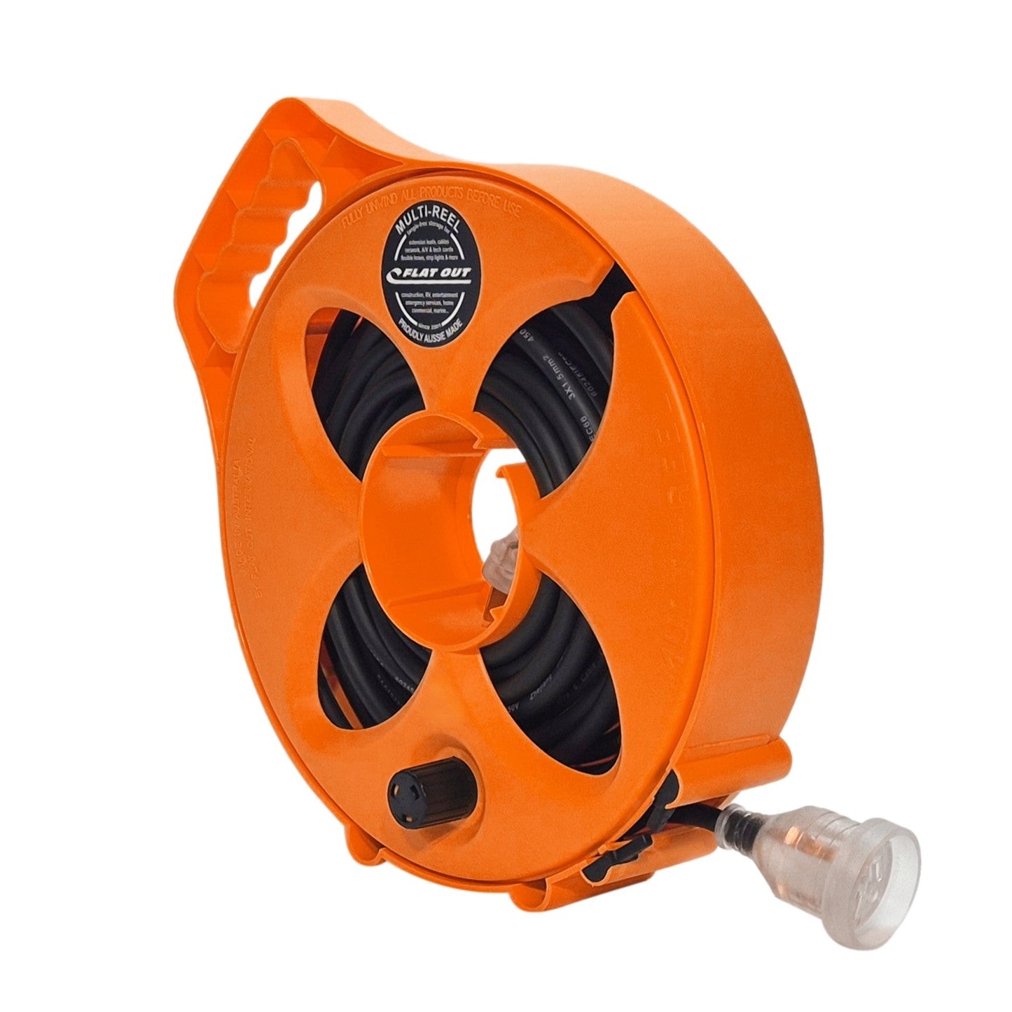 15m Premium Flat Out 15amp Extension Lead | with Compact Multi-Reel