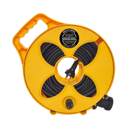 15m Premium Flat Out 10amp Extension Lead | with Compact Multi-Reel