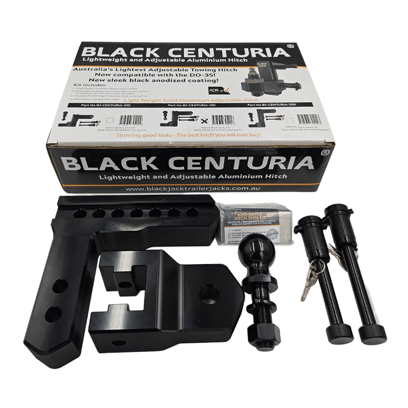Black Centuria® Anodized Lightweight Adjustable Hitches