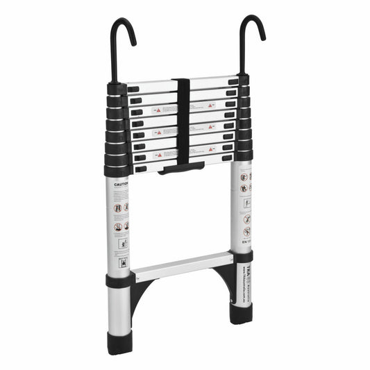 2.6m Portable Telescopic Ladder With Hooks Carry Bag