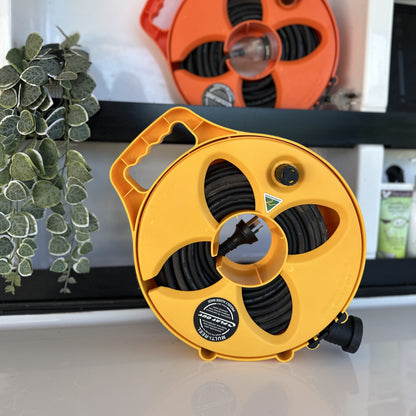 15m Premium Flat Out 10amp Extension Lead | with Compact Multi-Reel
