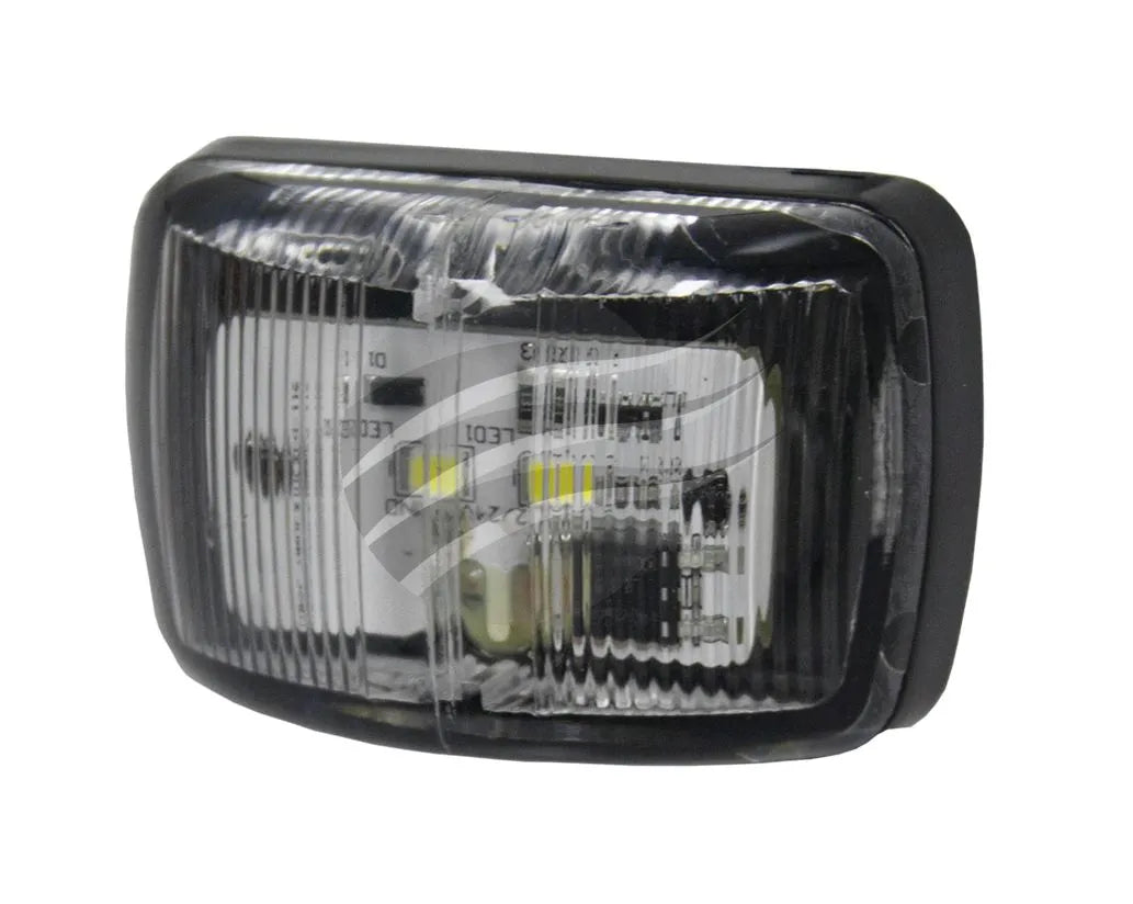 LED FRONT END OUTLNE MARKR LMP 10-30V 2 LED's BLCK HSNG CLEAR