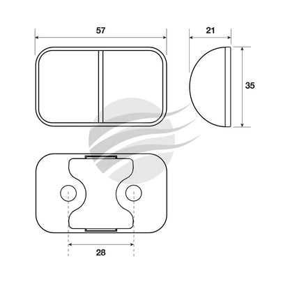 LED FRONT END OUTLNE MARKR LMP 10-30V 2 LED's BLCK HSNG CLEAR