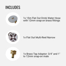 Load image into Gallery viewer, 15m Flat Out Drink Water Hose on Narrow Multi-Reel - Electric Blue
