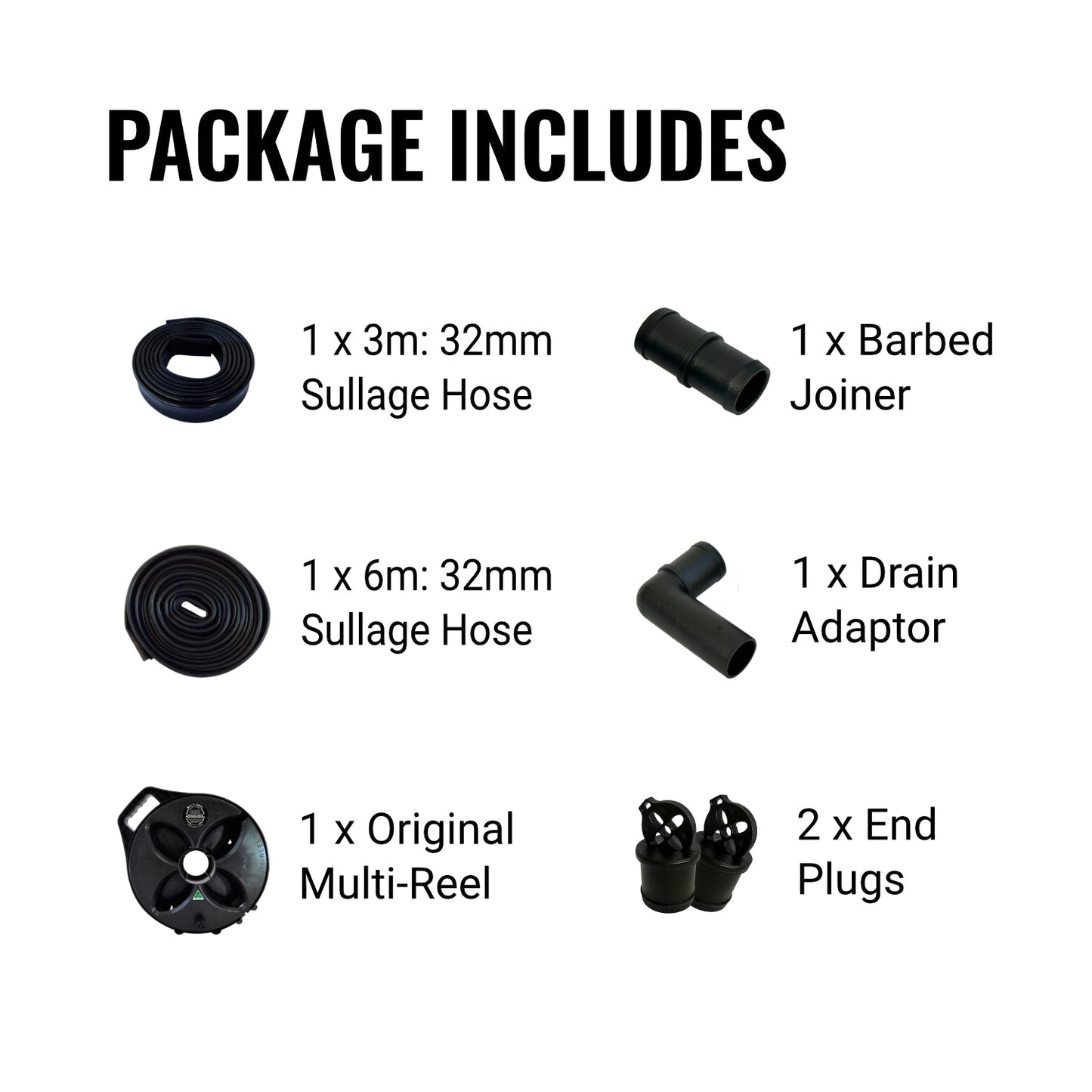 32mm Flat Out Sullage Hose 9m | as 3+6m on Original Multi-Reel