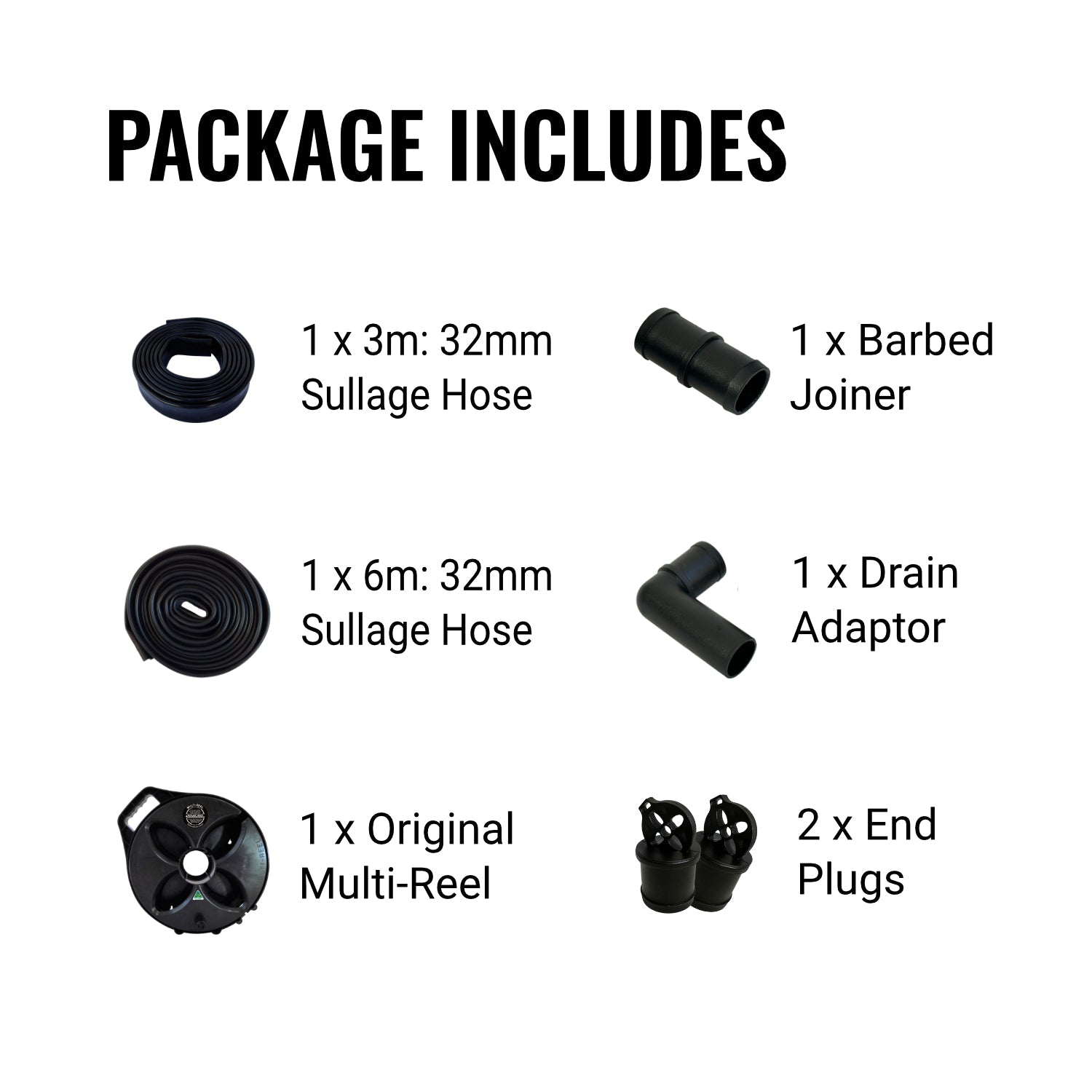 32mm Flat Out Sullage Hose 9m | as 3+6m on Original Multi-Reel