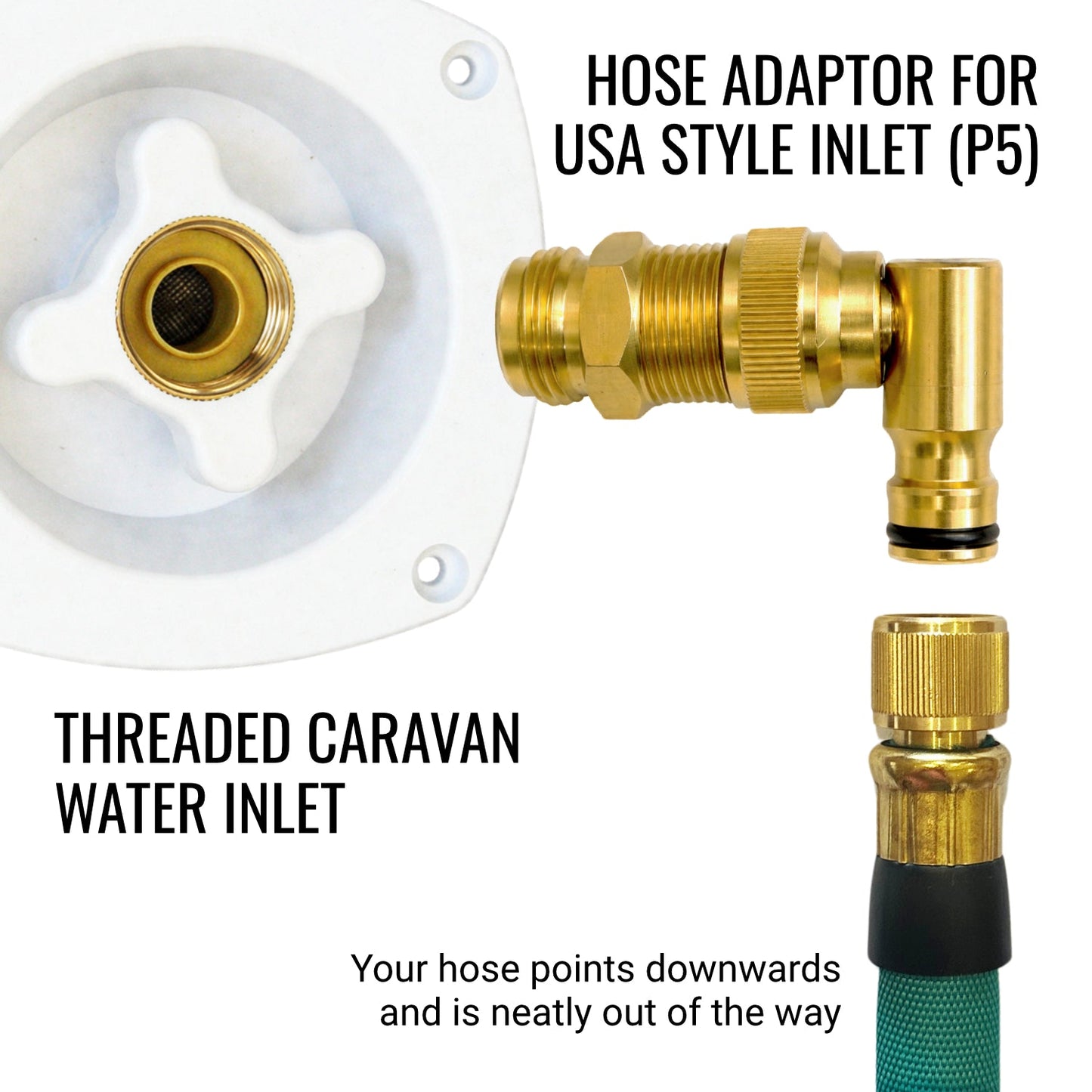 Flat Out US Thread Adaptor Brass Swivel Elbow | for 3/4 GHT/NPT RV Water Inlet