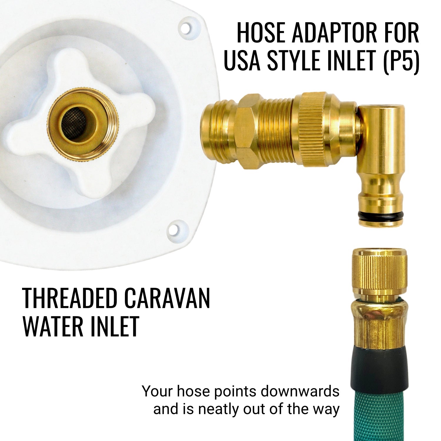 Flat Out US Thread Adaptor Brass Swivel Elbow | for 3/4 GHT/NPT RV Water Inlet