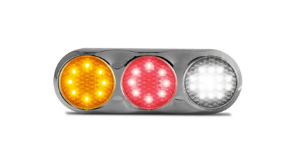 LED Autolamps 12V Stop/Tail/Indicator/Reverse Assembly Clear Lens Chrome Bracket - 82CARW