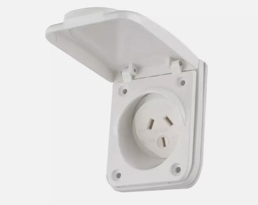 Australian RV 240V 10A Power Outlet - IP44 Black & White