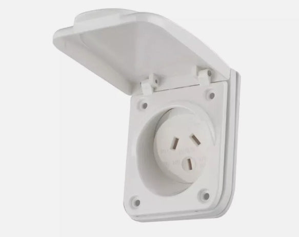 Australian RV 240V 10A Power Outlet - IP44 Black & White