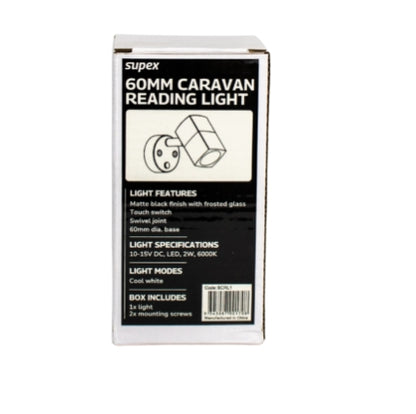 60MM Black Caravan Reading Light - Touch Switch