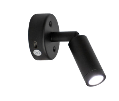 60MM BLACK CARAVAN READING LIGHT - WITH USB C