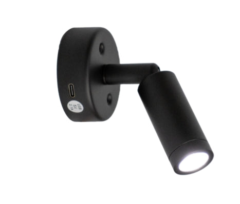 60MM BLACK CARAVAN READING LIGHT - WITH USB C